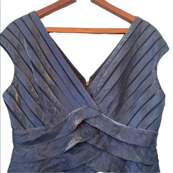 Adrianna Papell Steel Blue Petite Sleeveless Ruffled Dress - Picture 2 of 12